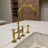 4 hole unlacquered brass kitchen sink