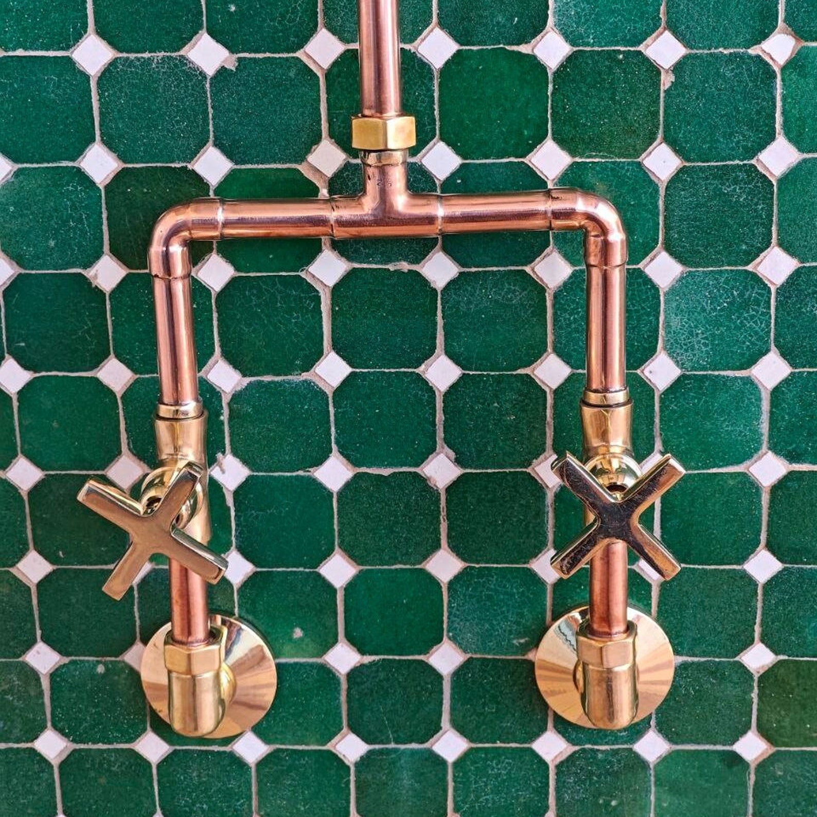 Copper outdoor shower system
