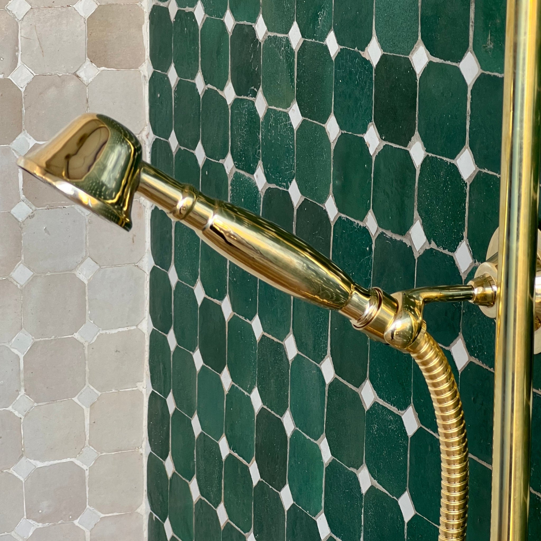 Unlacquered Brass Exposed Shower System - Thermostatic Valve