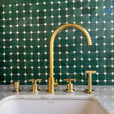 Unlacquered Brass 4 Holes Bathroom Faucet With Diverter Sprayer