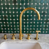 Unlacquered Brass 4 Holes Bathroom Faucet With Diverter