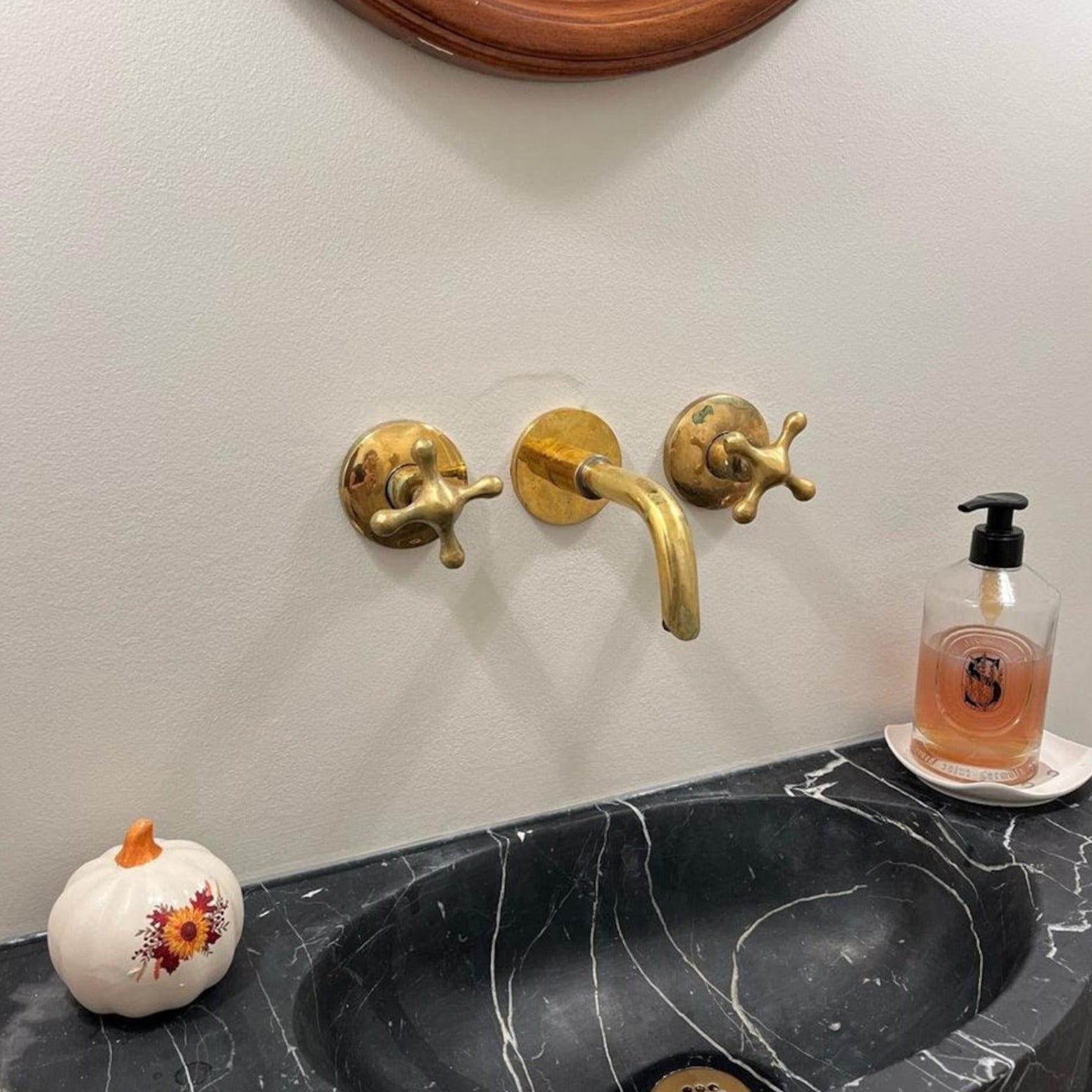 antique brass wall mounted faucet