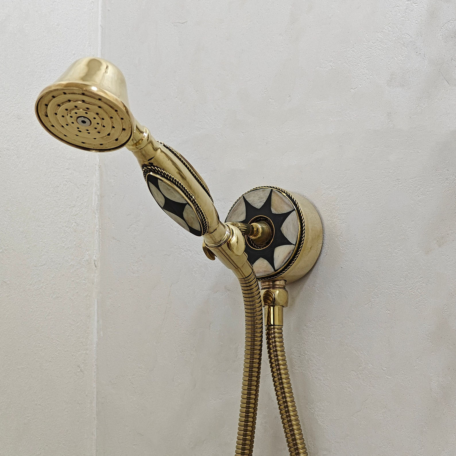 Unlacquered Brass ShowerHead, HandHeld Sprayer and Tub Faucet Set