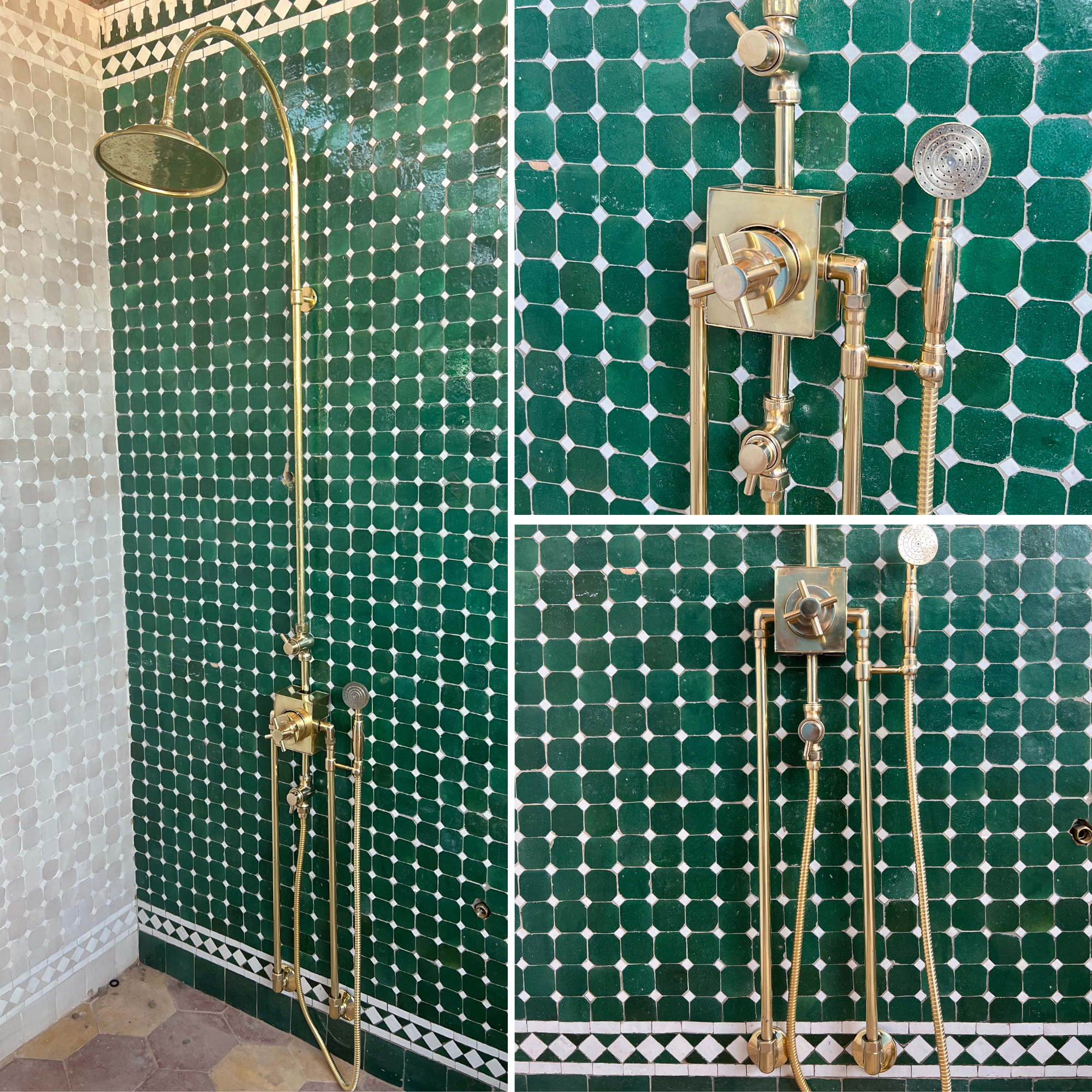 brass thermostatic shower set with long legs