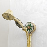 decorated brass shower system with handheld