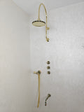 decorated brass shower system with tub faucet