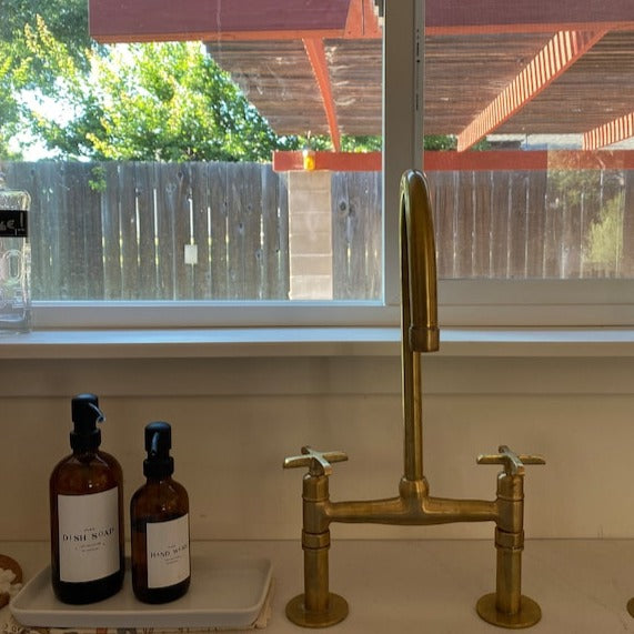 Unlacquered Brass Faucet Kitchen With Linear Legs