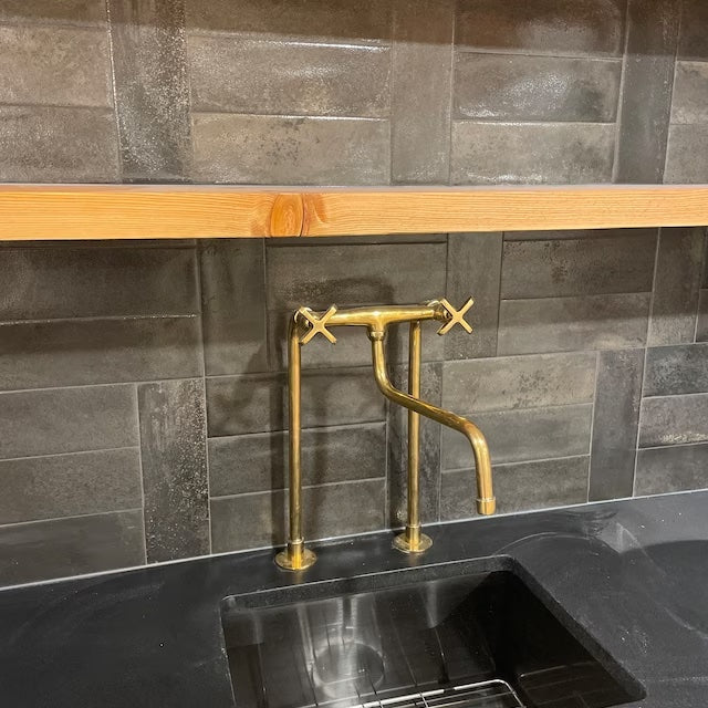 Unlacquered Brass Kitchen Faucet - Vintage Sink Faucet