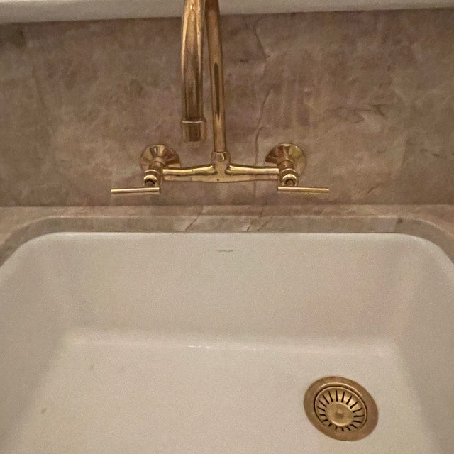 Unlacquered Brass Wall Mount Kitchen Faucet