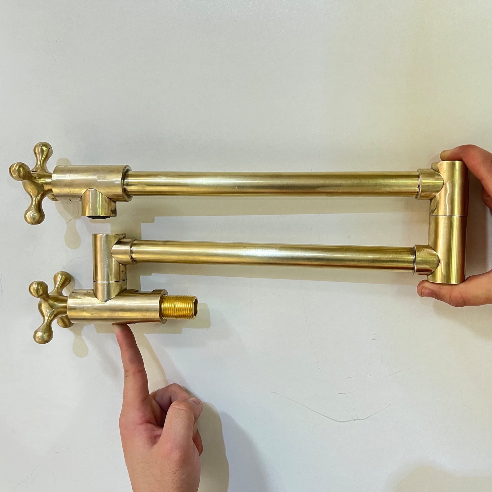 Unlacquered Brass Pot FIller With Cross Handles
