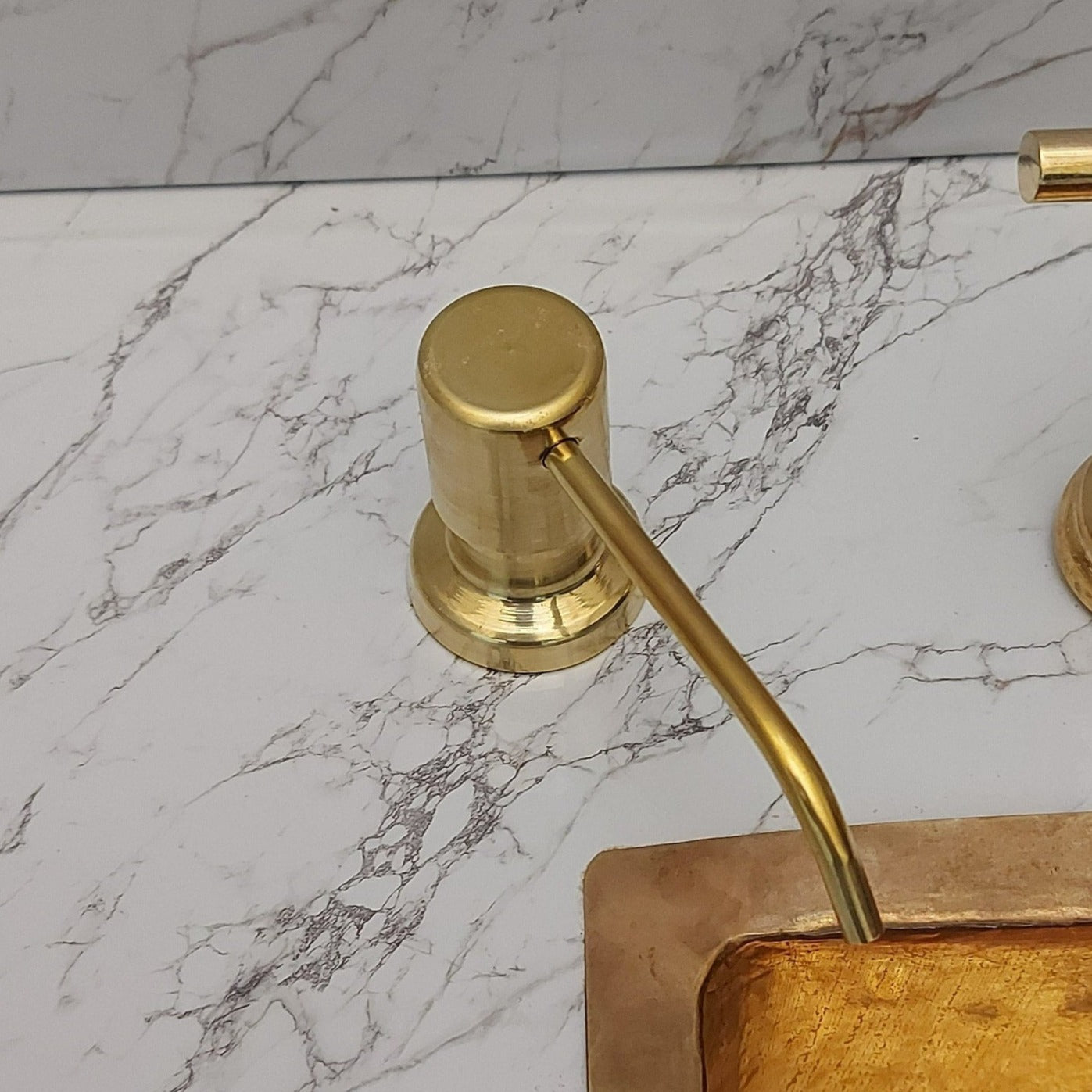 Unlacqured Brass Soap Dispenser, Built In Sink Soap dispenser