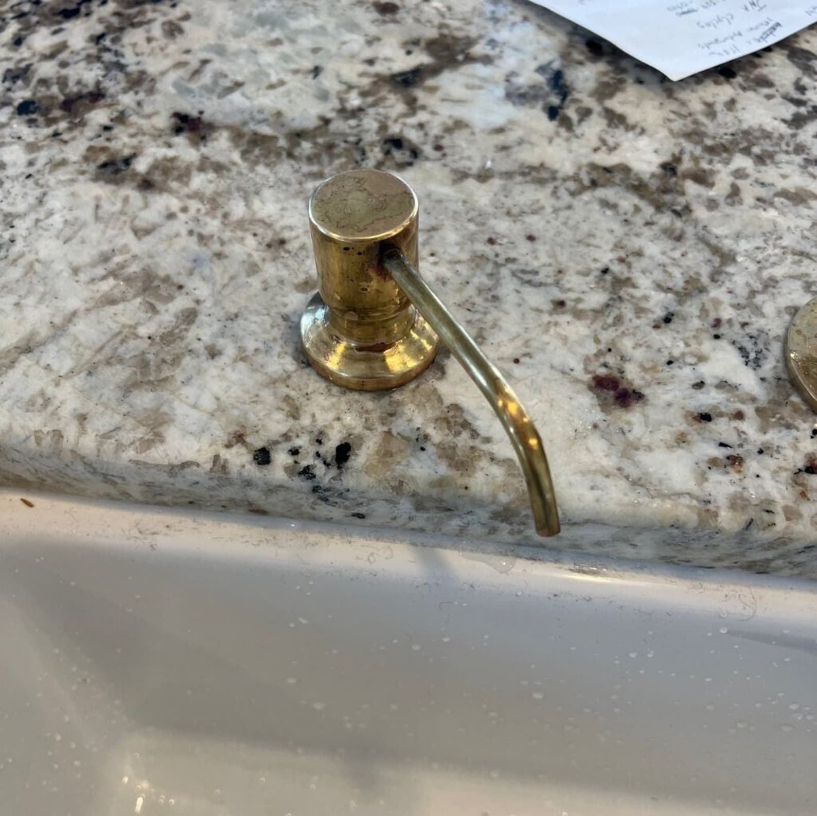 Unlacqured Brass Soap Dispenser, Built In Sink Soap dispenser