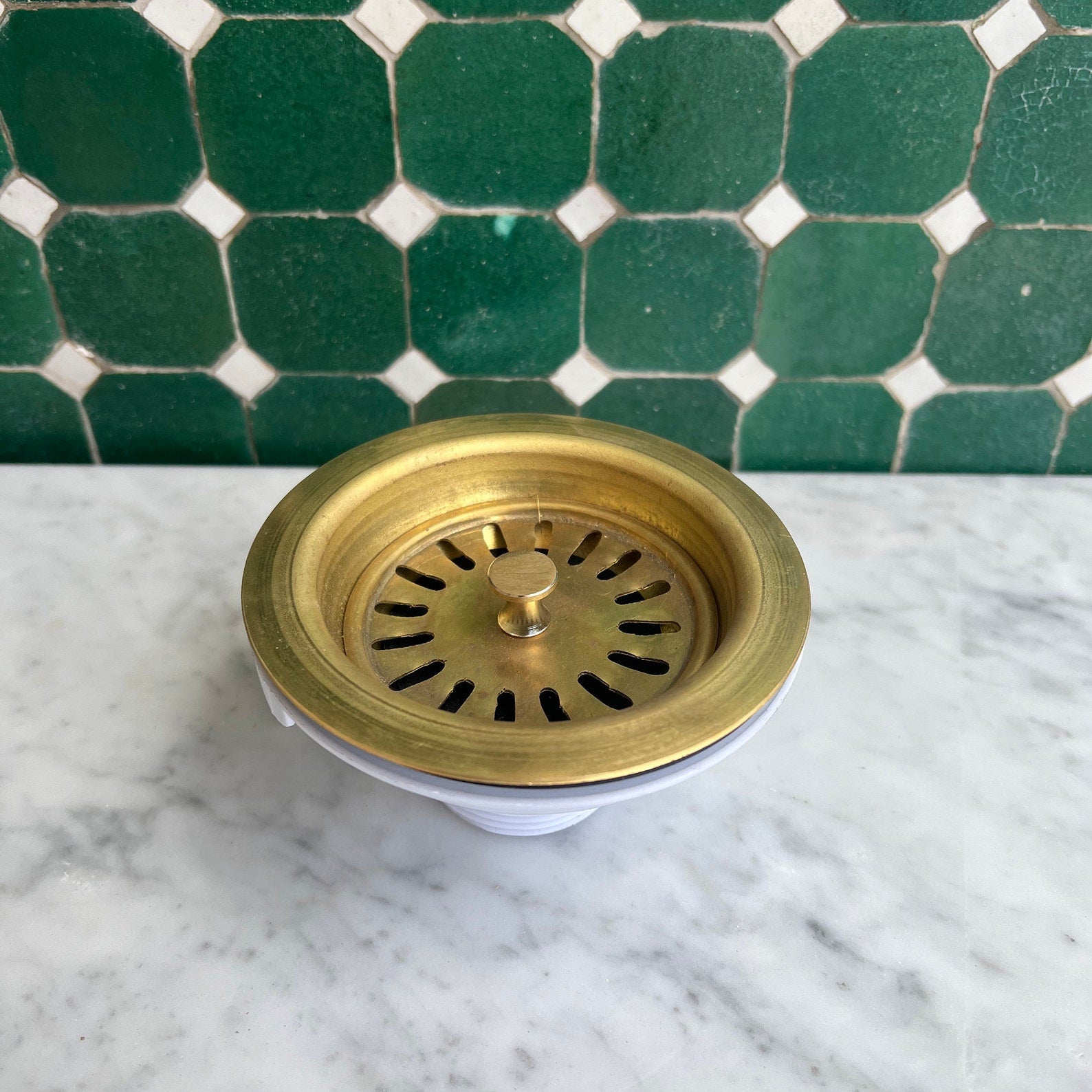 Unlacquered Brass Sink Drainer , 3 1/2 Standard Brass Strainer Sink Drain