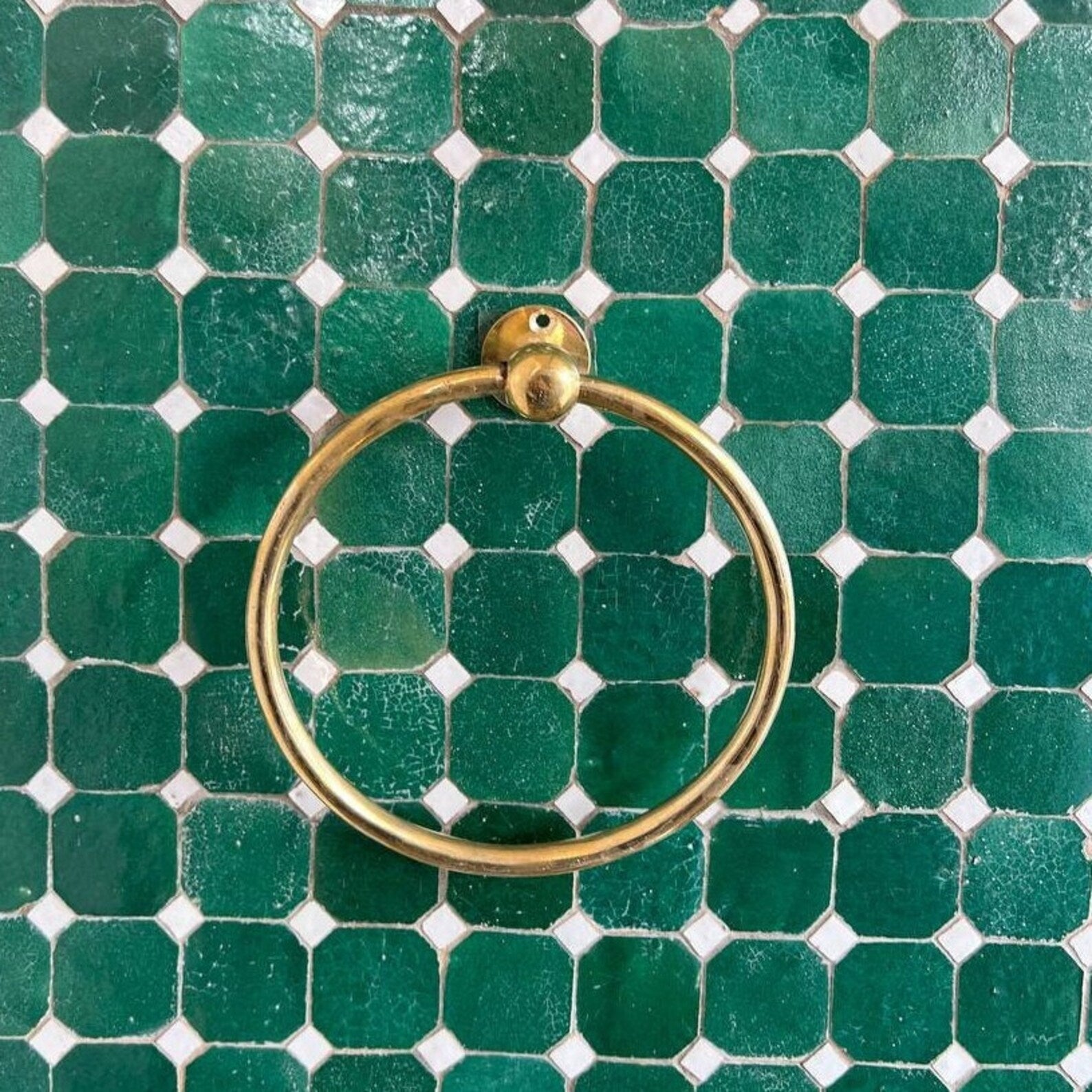 Circle Unlacquered Brass Towel Rack Holder - Solid Brass Towel Rail