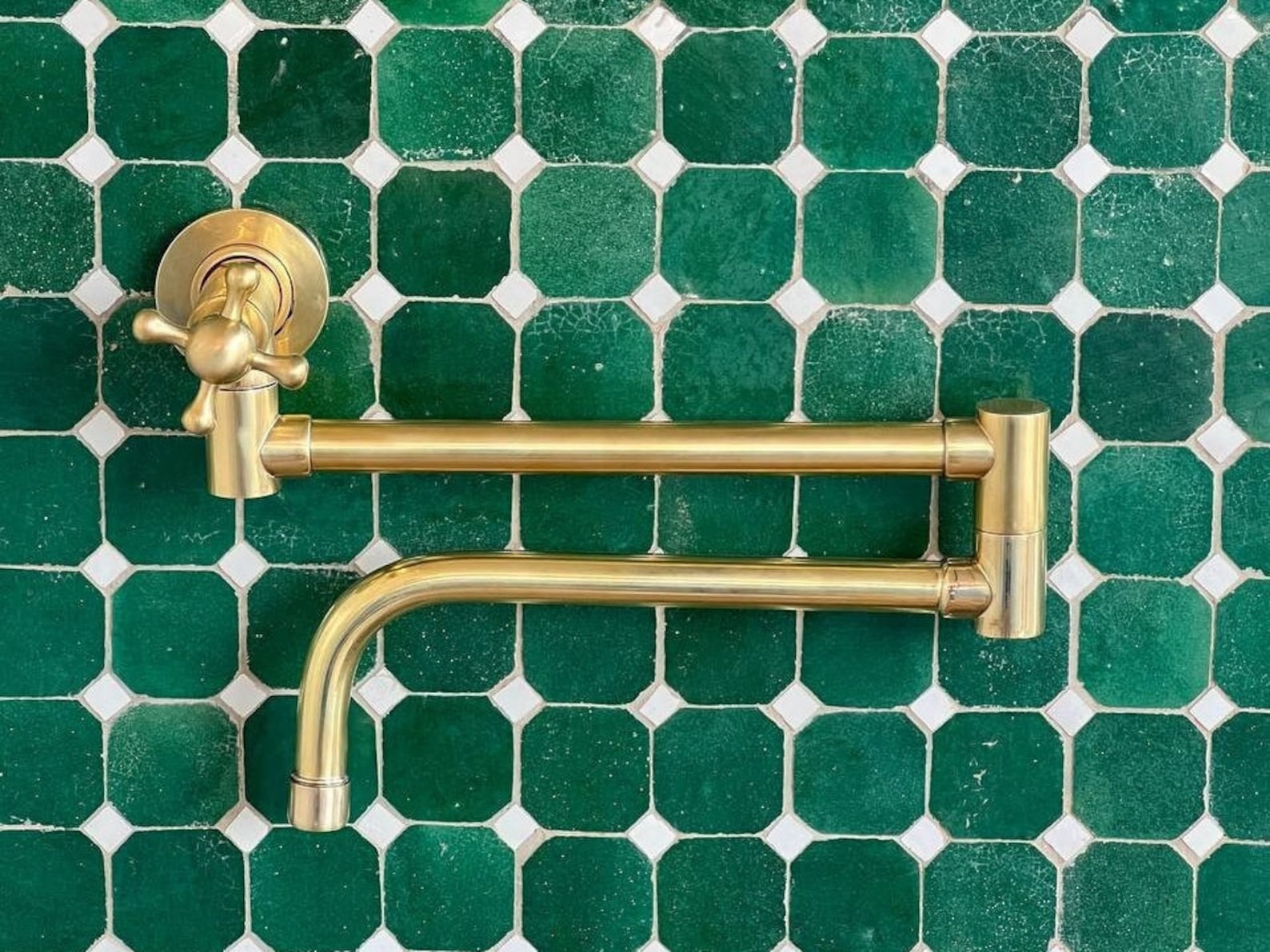 Unlacquered Brass Wall Mount Faucet - Wall Mount Pot filler For Kitchen