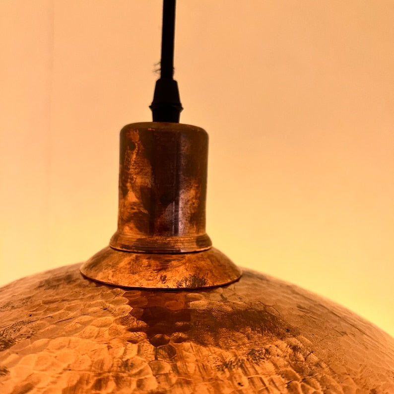 Hammered Solid Copper Pendant Light, Dome Ceiling Light