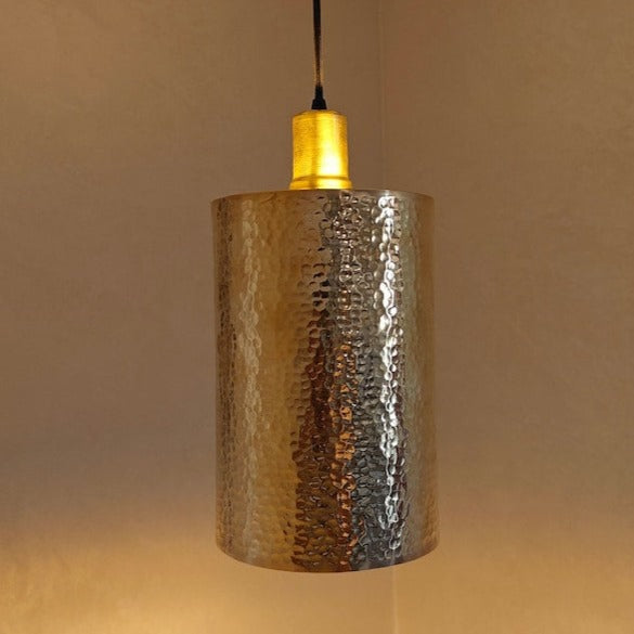 Hammered Brass Cylindric Pendant Light, Moroccan Pendant lights