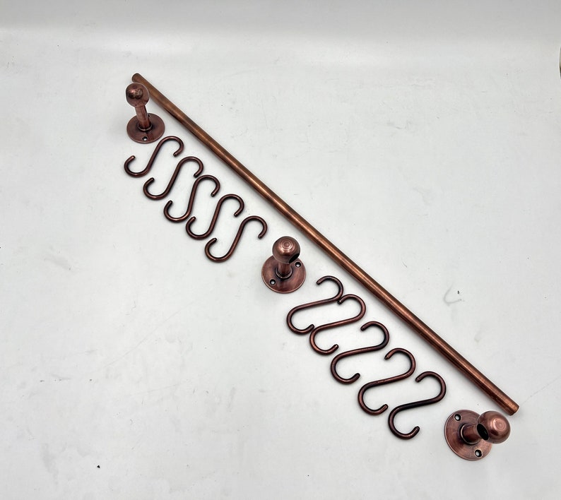 Antique Style Copper Pot Rack Vintage Handmade Pot Rack Rustic Wall Mounted