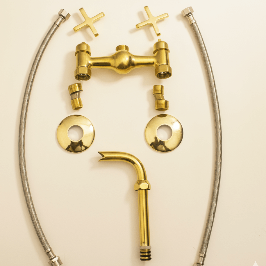 antique brass wall faucet