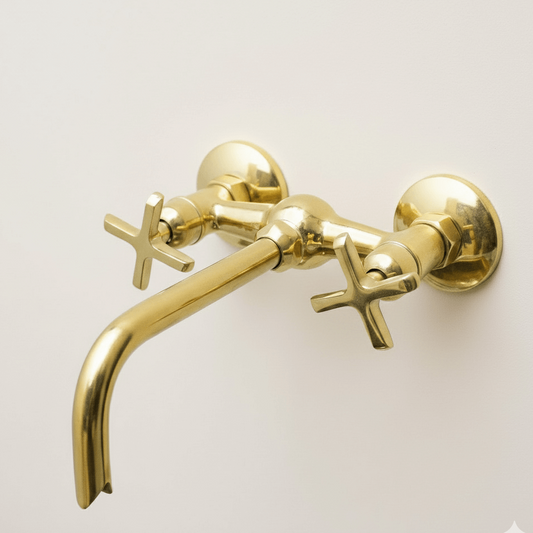 unlacquered brass wall mounted faucet