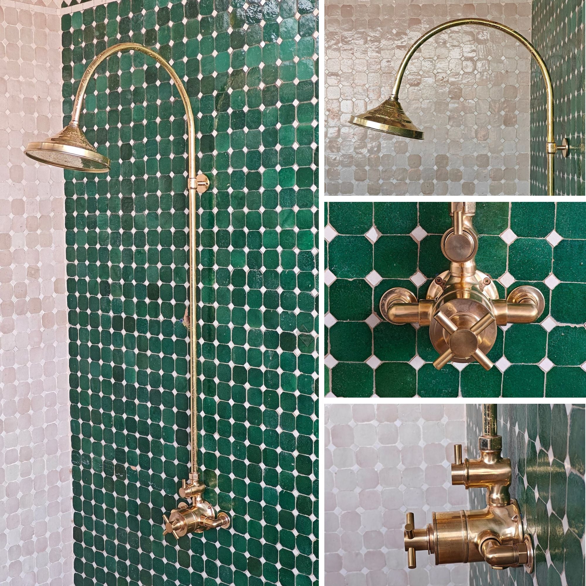 oldenglow | Unlacquered brass thermo shower system