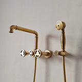 Brass bathroom faucet with handheld shower | Oldenglow