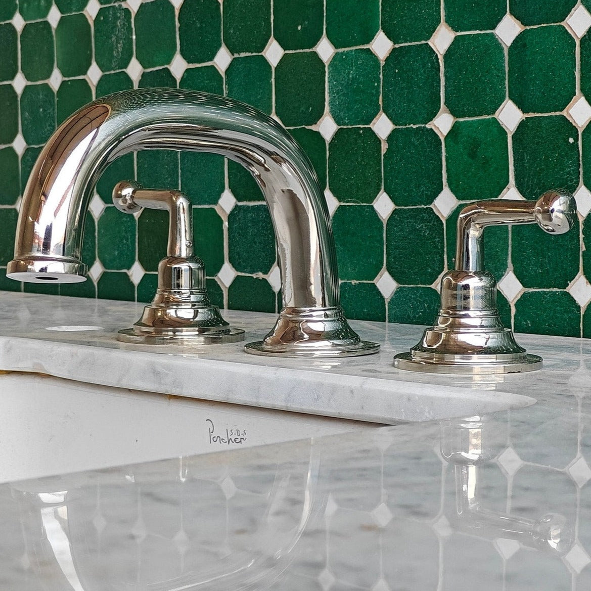 polished nickel 3 hole bathroom faucet