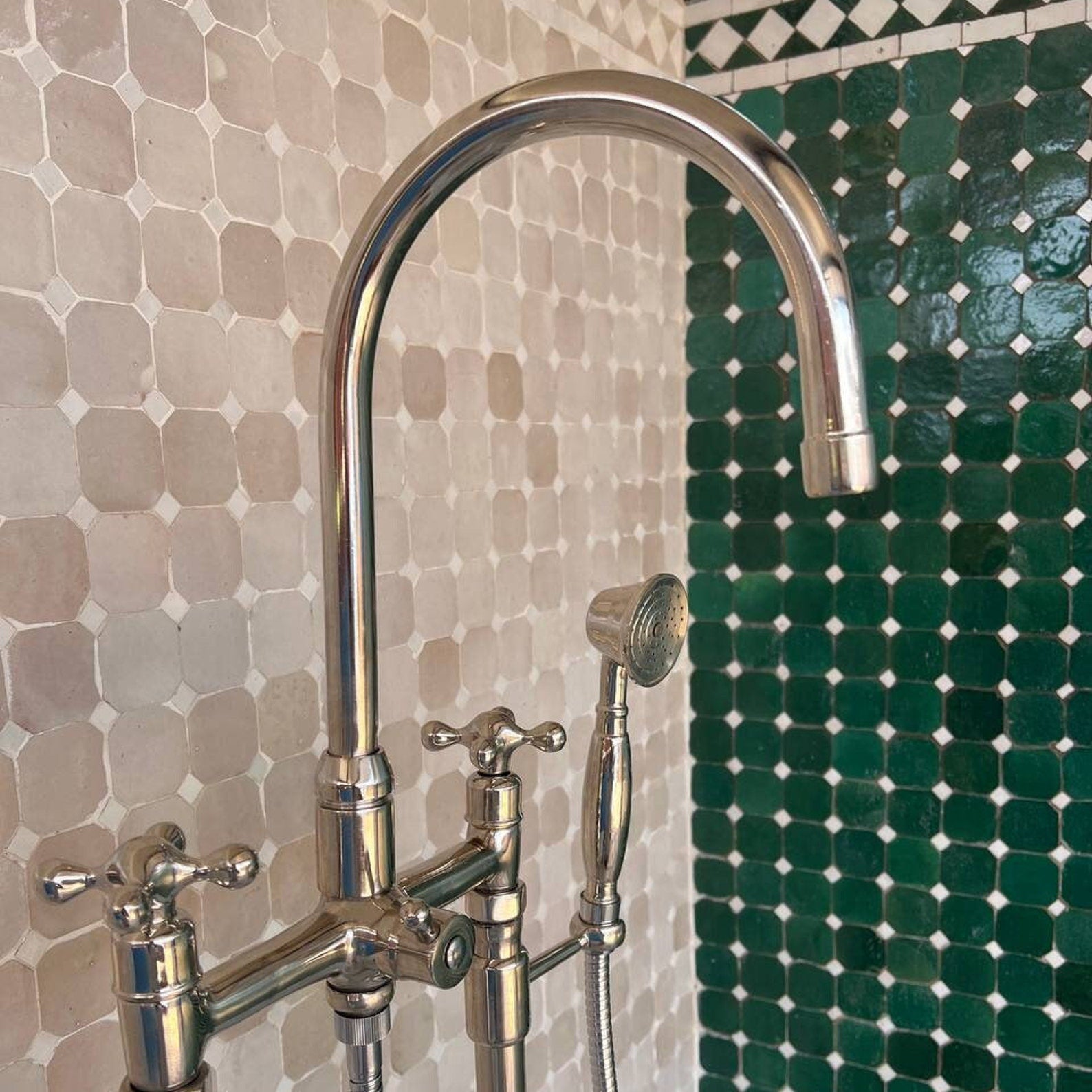 polished nickel freestanding tub filler
