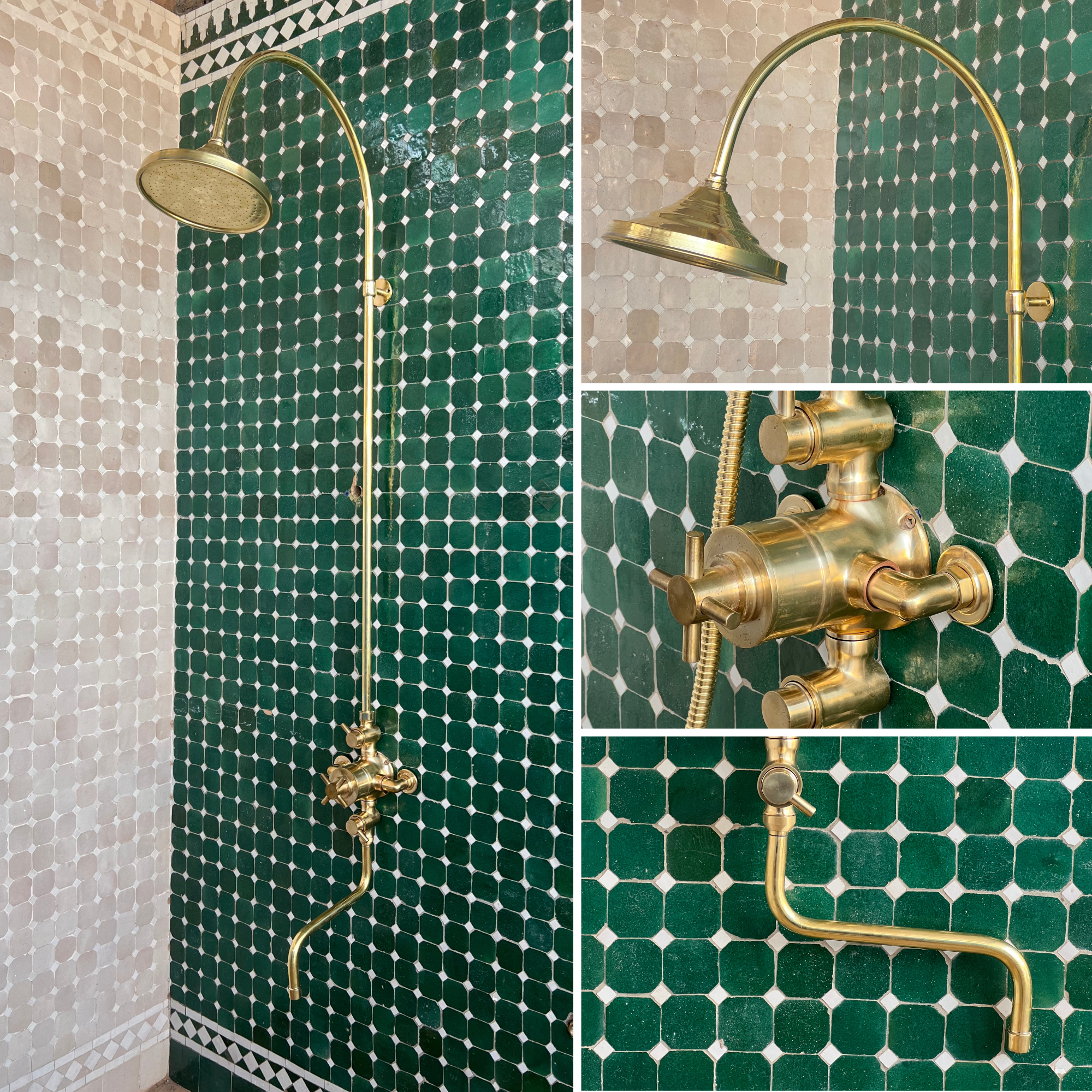 thermostatic shower system with showerhead and tub faucet