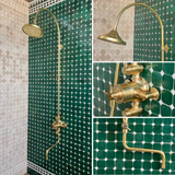 thermostatic shower system with showerhead and tub faucet