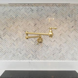 unlacquered brass pot filler kitchen