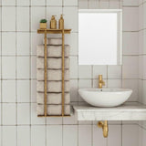 unlacquered brass towel rack, vertical two rods