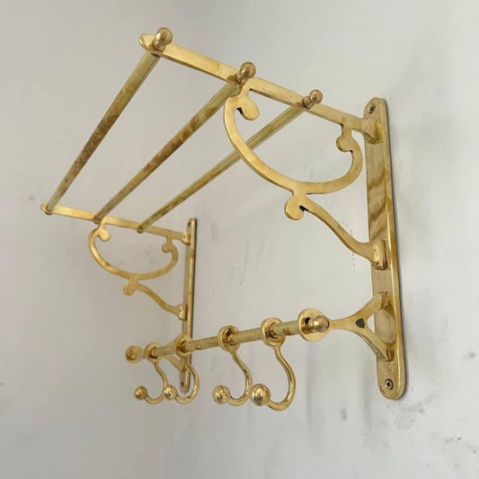 Decorative gold wall bracket with hooks - Oldenglow.com