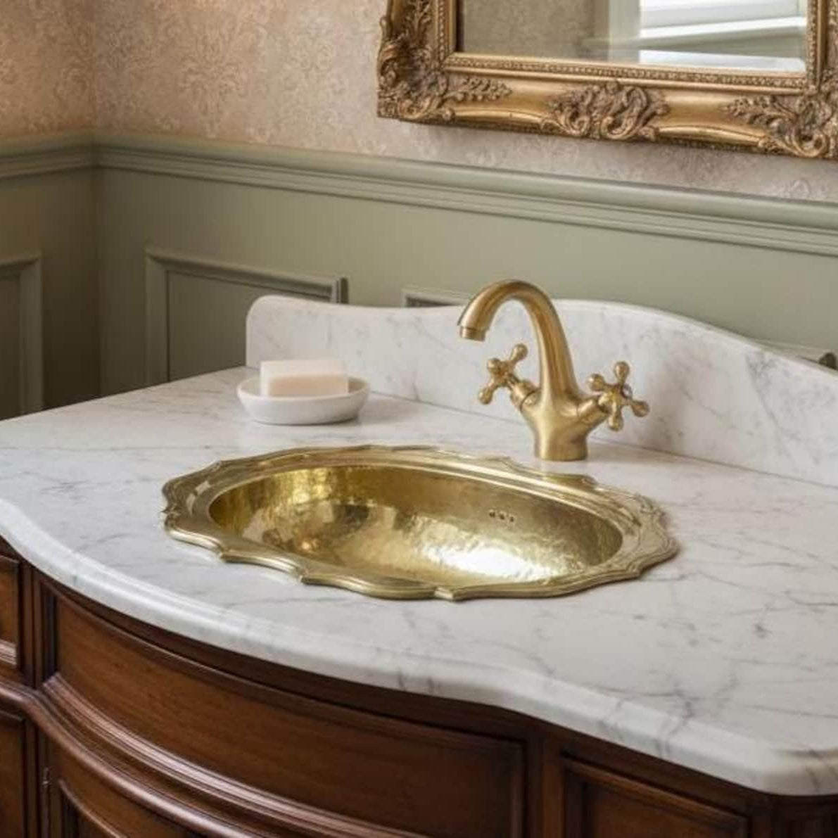 unlacquered brass vanity sink