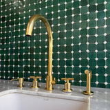 unlacquered brass 4 holes bathroom faucet