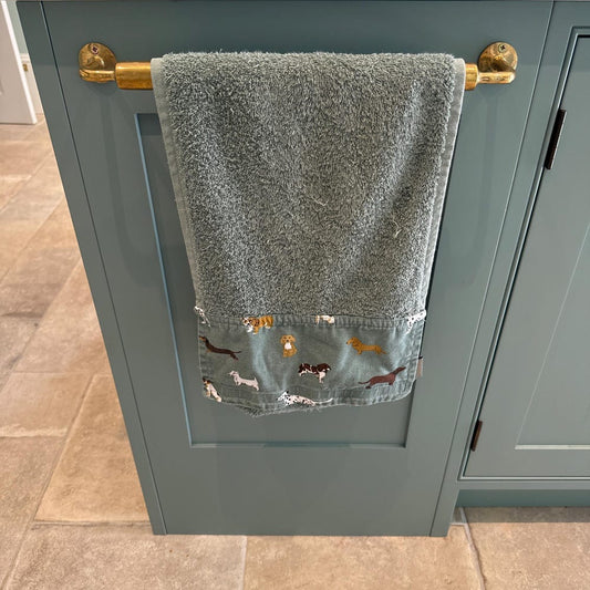unlacquered brass bathroom bar towel holder