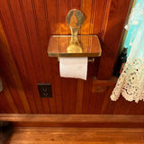 unlacquered brass bathroom paper toilet and phone holder