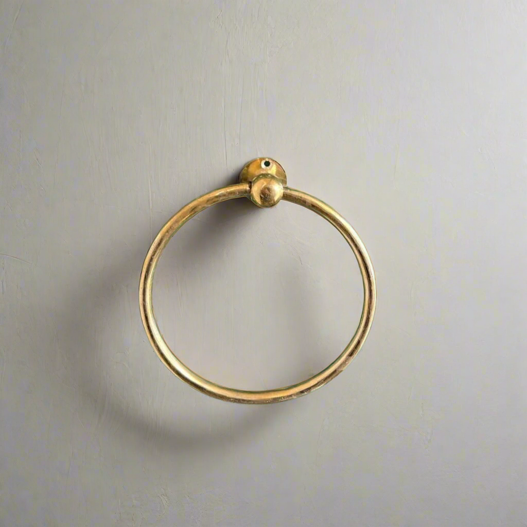unlacquered brass bathroom towel holder