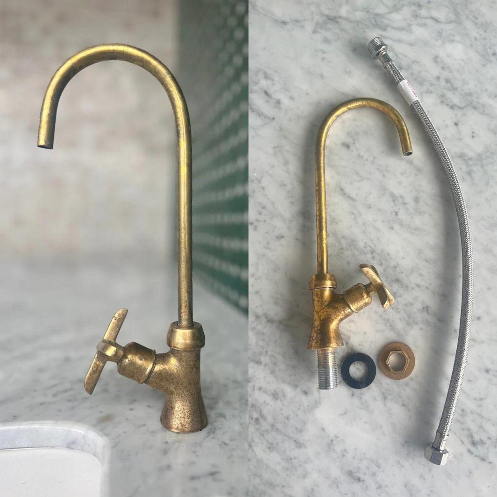 unlacquered brass cold water faucet