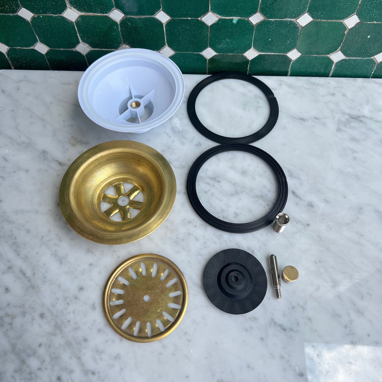 unlacquered brass drain kitchen sink