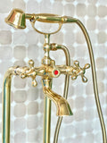 unlacquered brass freestanding tub filler
