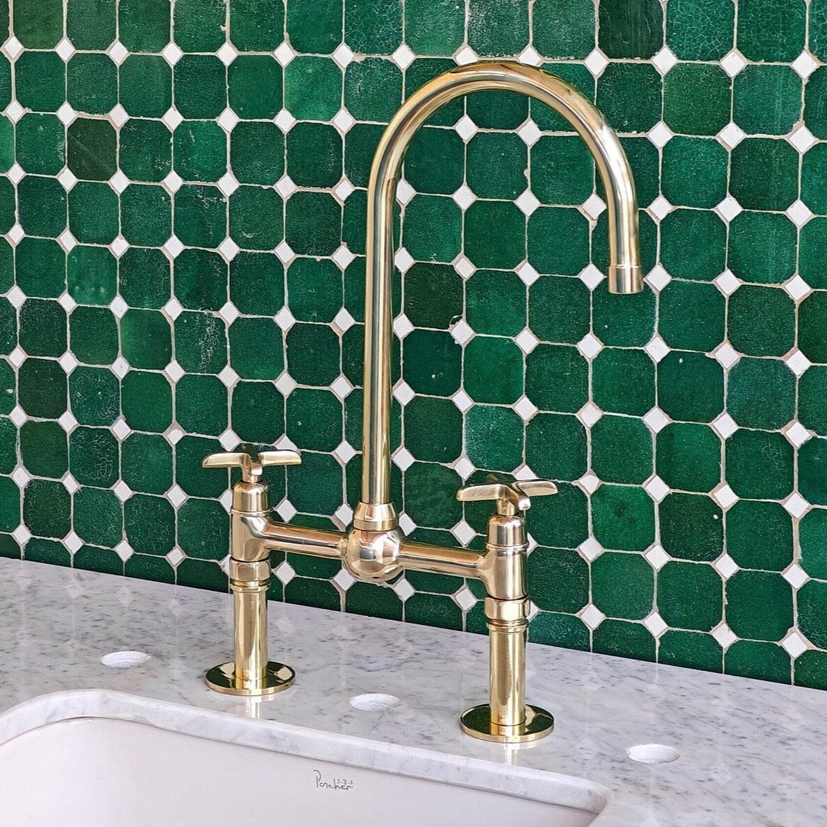 unlacquered brass kitchen faucet
