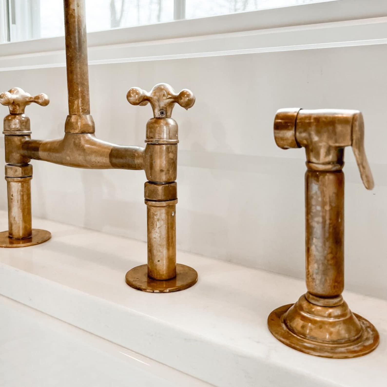 unlacquered brass kitchen faucet sprayer
