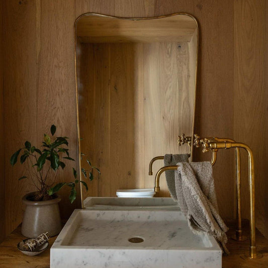 unlacquered brass long legs kitchen faucet