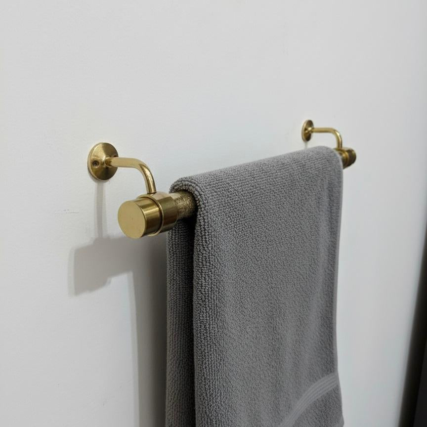 unlacquered brass towel rack bar