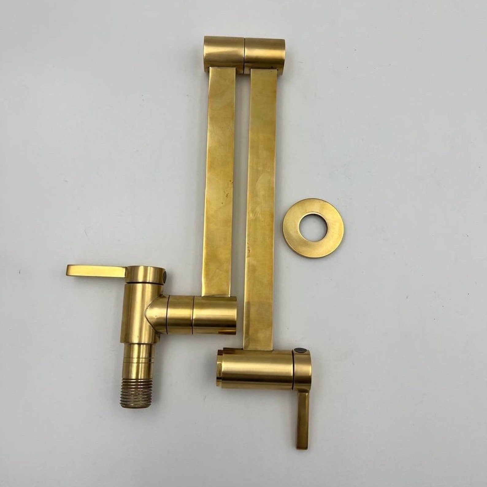 unlacquered brass wall pot filler kitchen