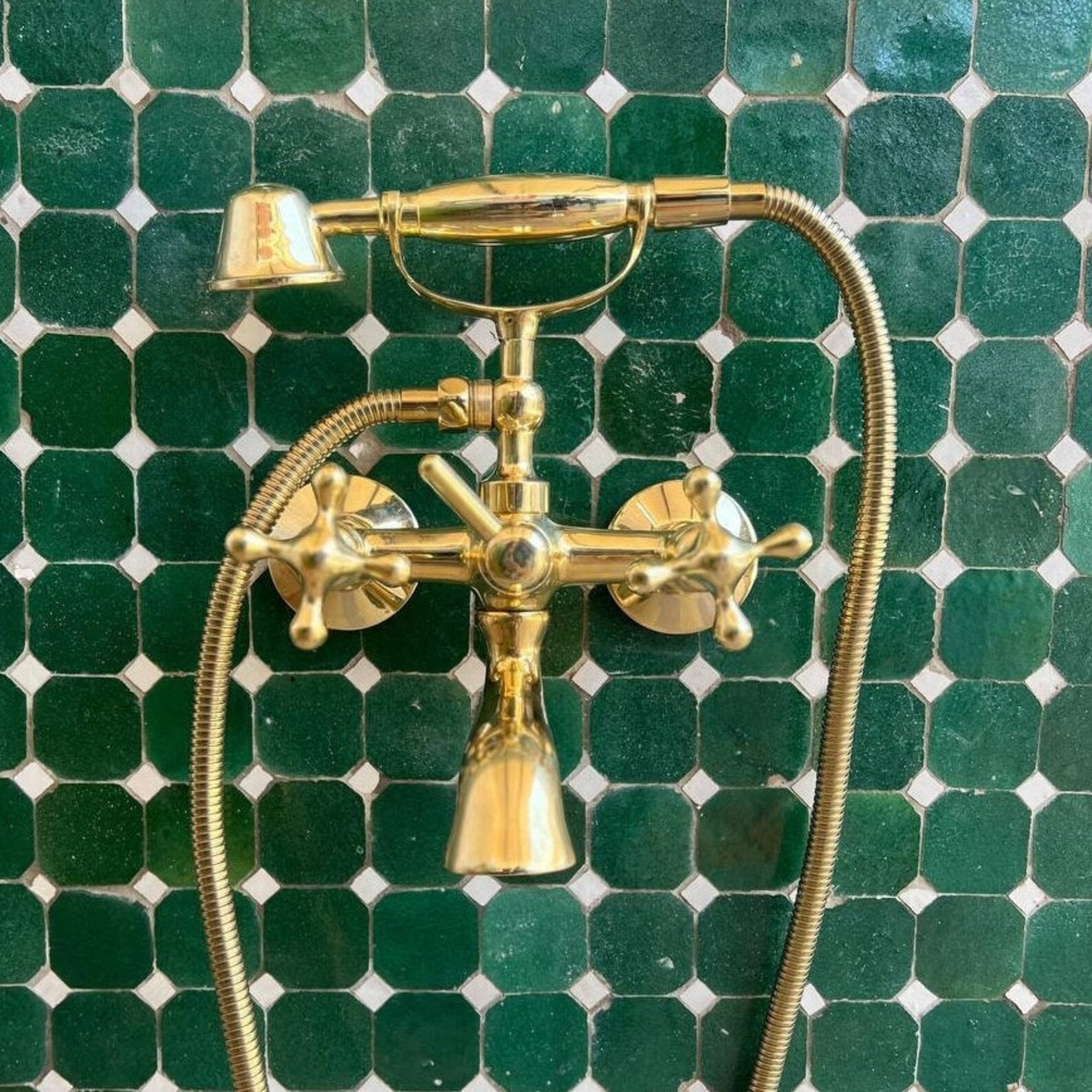 unlacquered brass wall tub faucet