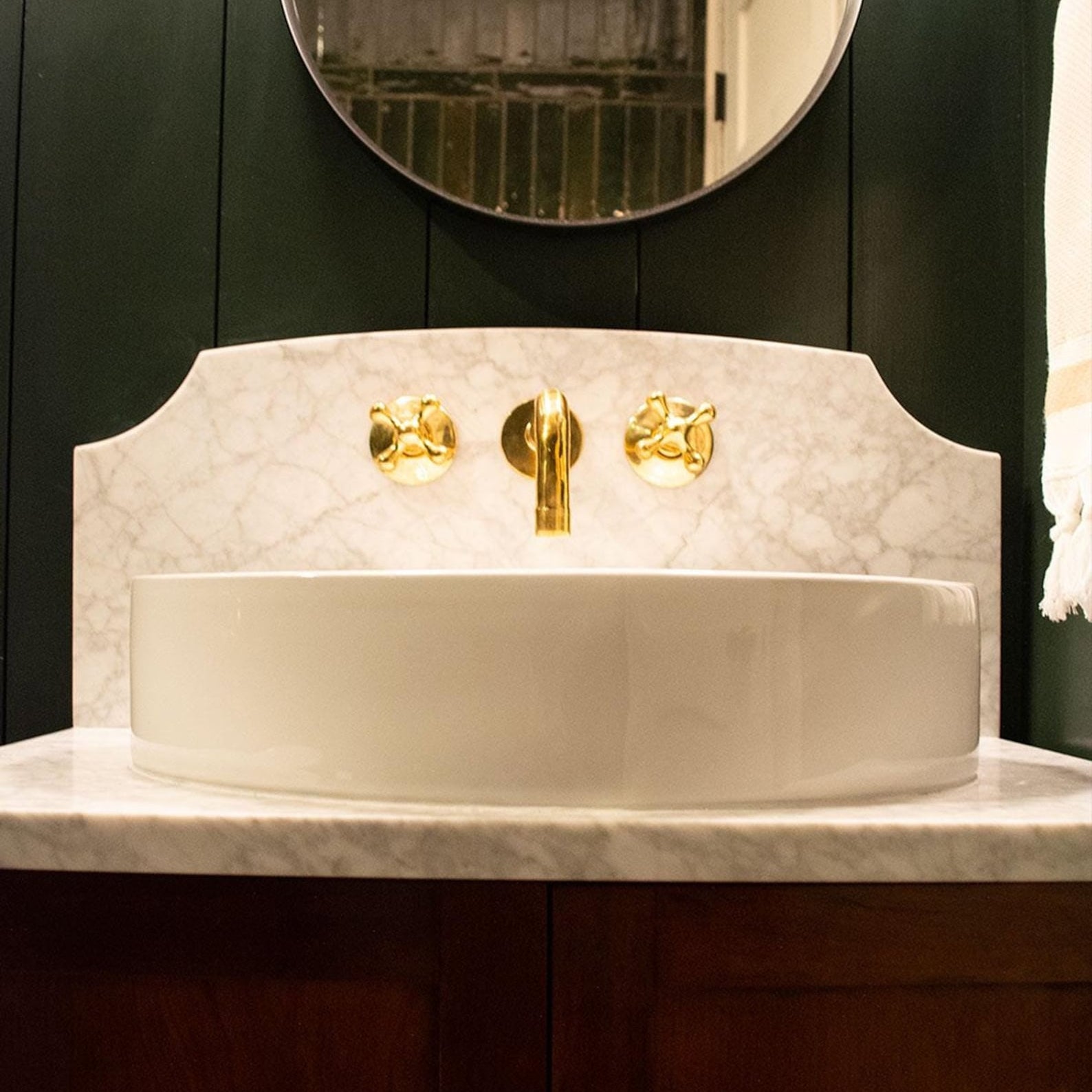 unlacquered solid brass wall mounted faucet with cross handles