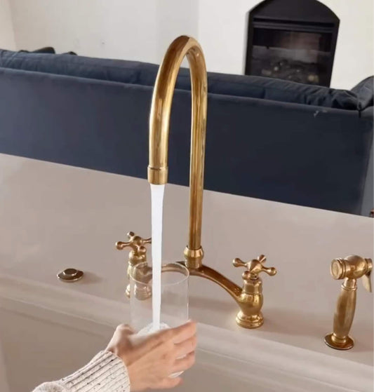 unlacquered brass kitchen faucet