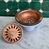 Copper sink strainer with removable cover 
